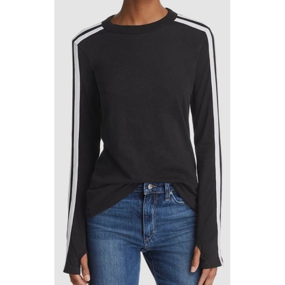 Philanthropy Tops - Women's n : Philanthropy Caia Striped-Sleeve Tee Black Small S